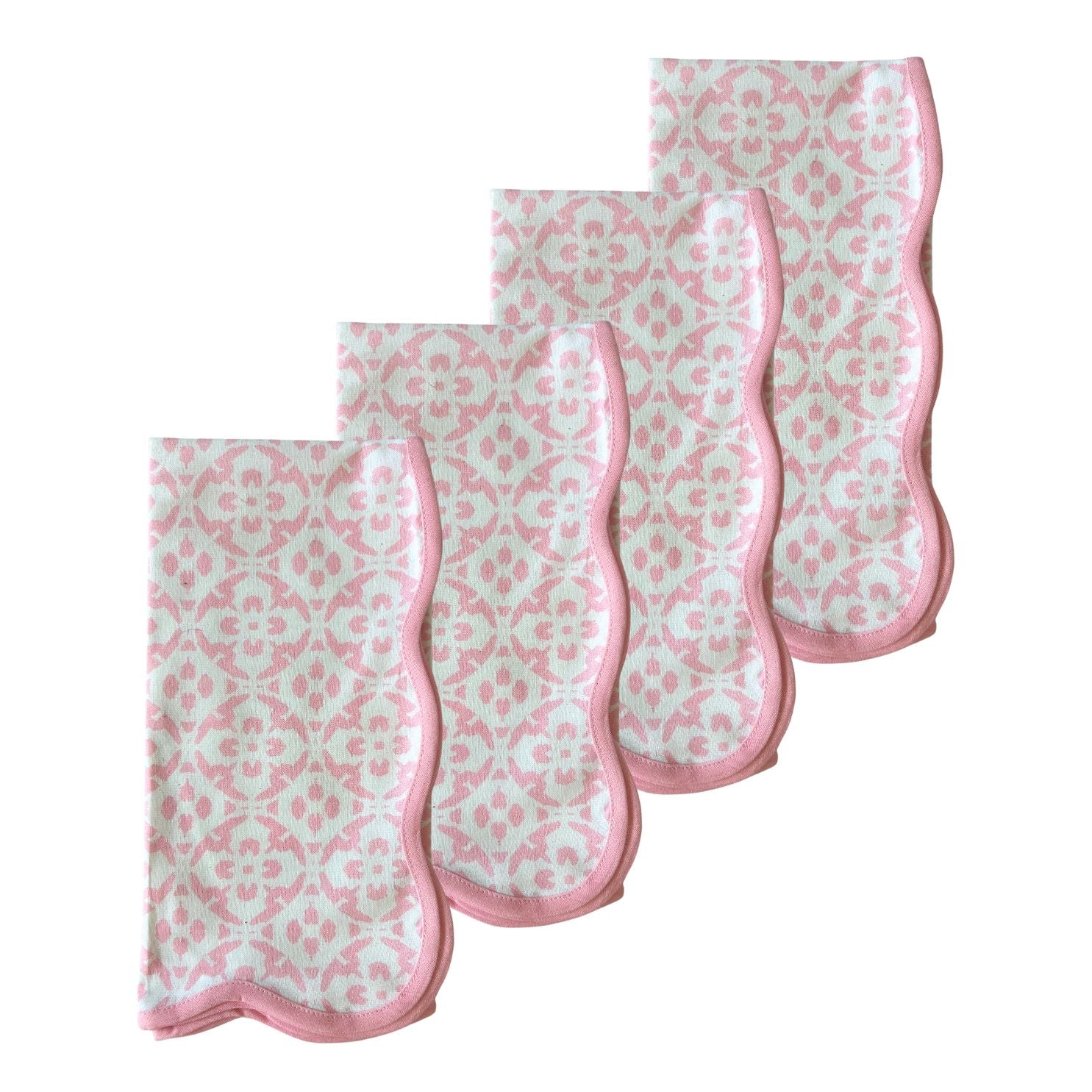 Porto Tiles Blush Scalloped Dinner Napkins - Image 2