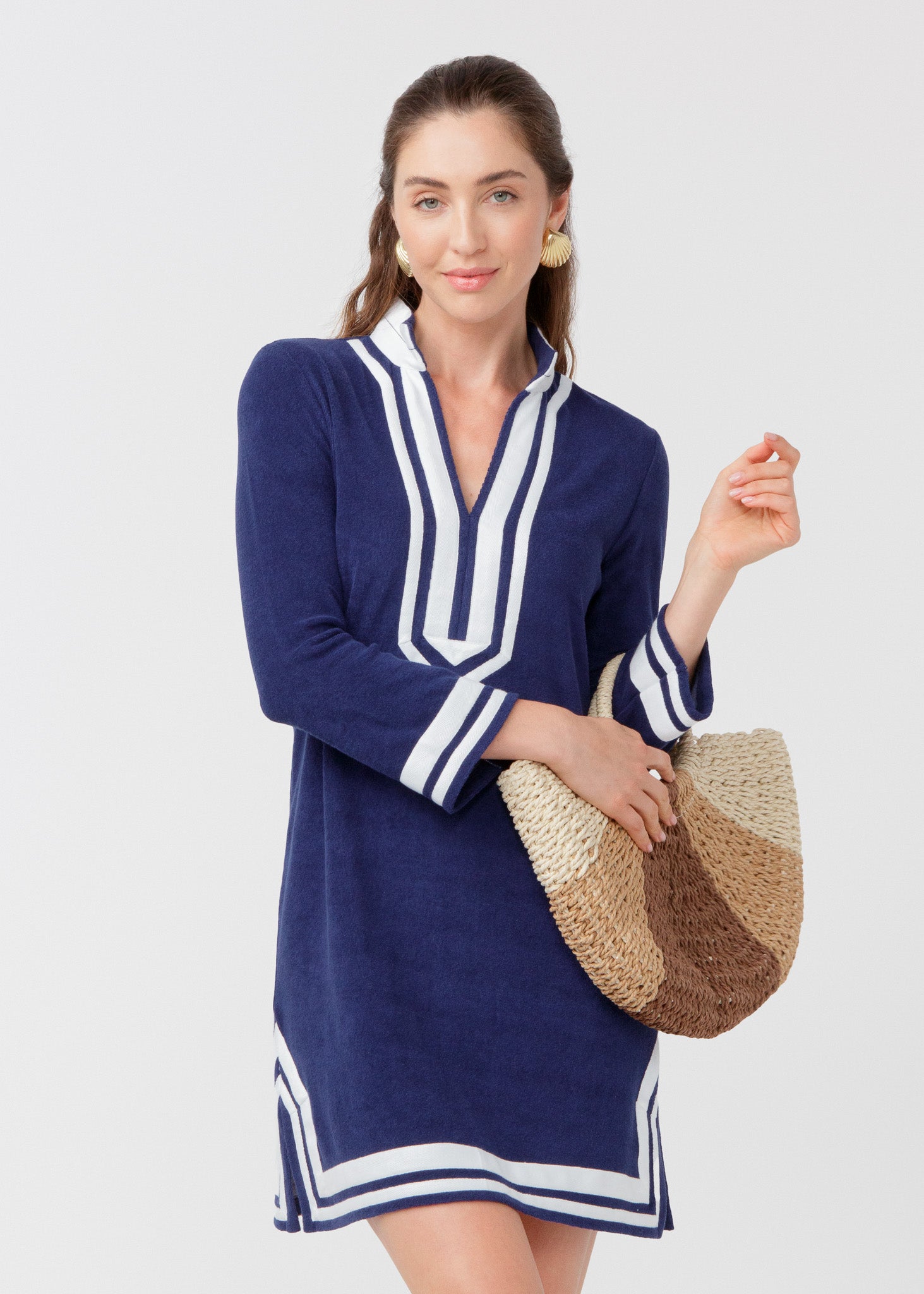 Navy/White Terry Tunic Dress - Image 3