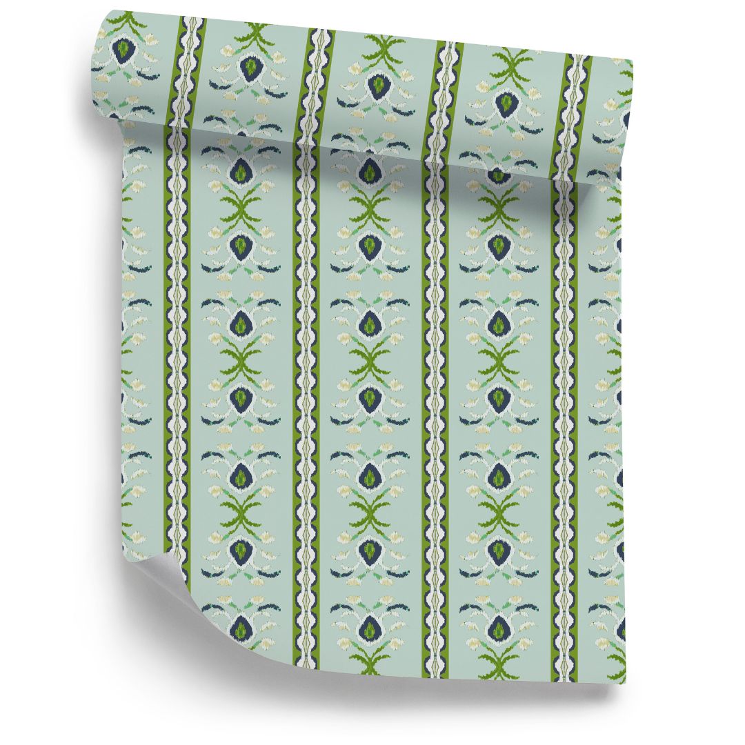 Rosemary Stripe Lagoon Peel and Stick Wallpaper - Image 2