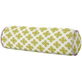 Brushstrokes Citrine with Light Pink Piping Round Bolster Pillow