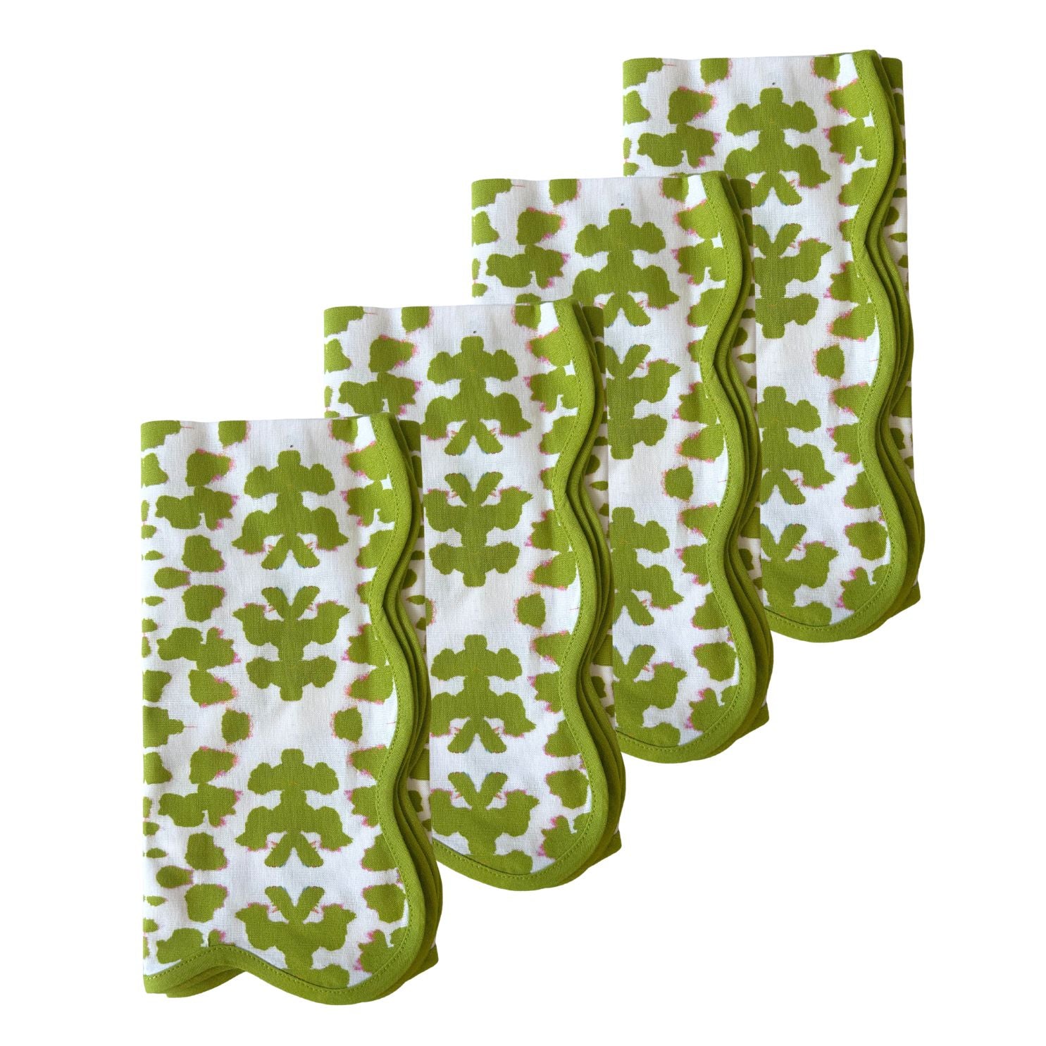 Chintz Green Scalloped Dinner Napkins - Image 2
