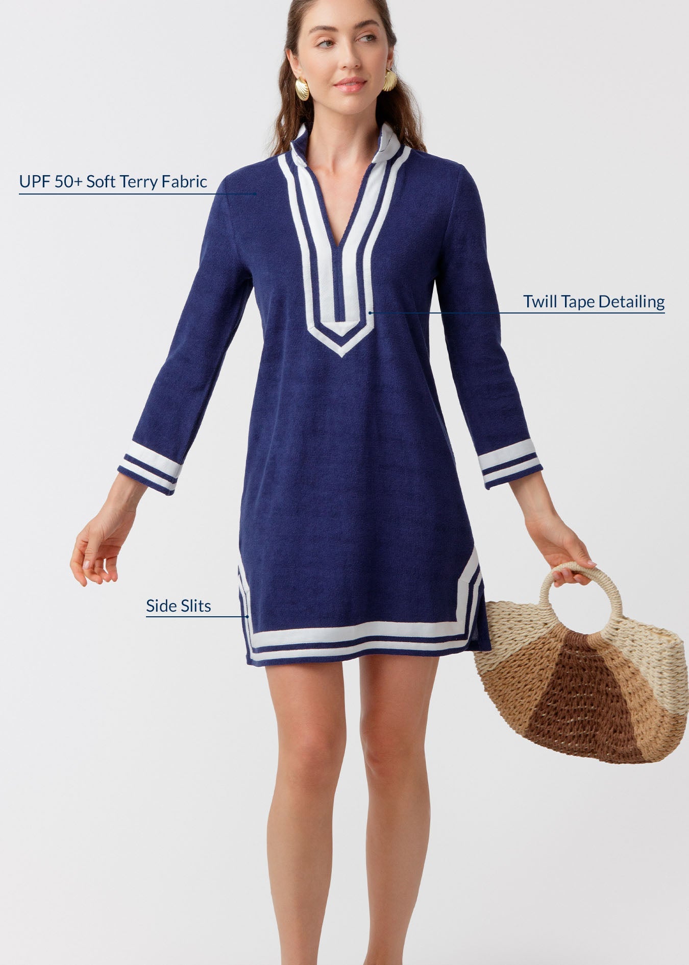 Navy/White Terry Tunic Dress - Image 5