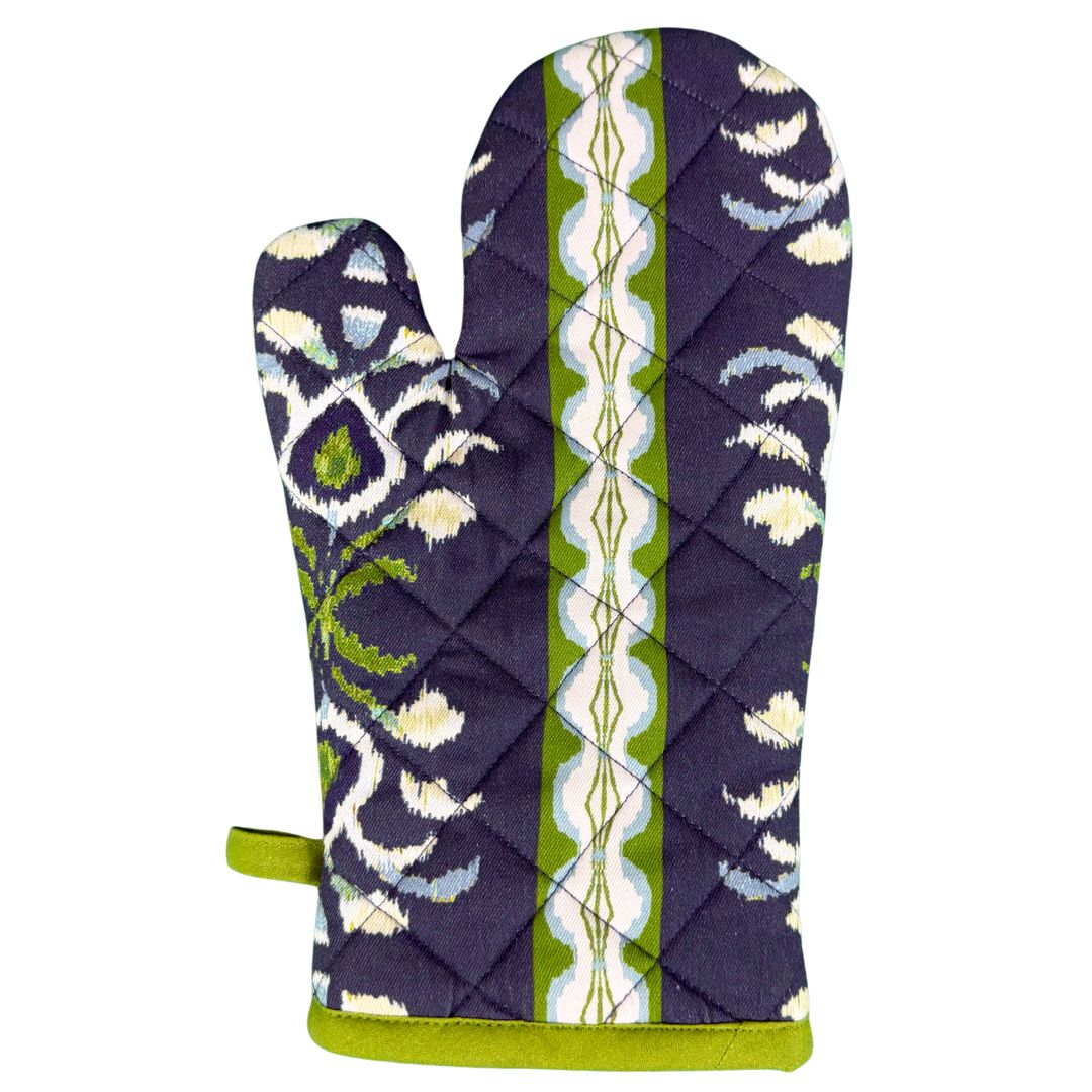 Rosemary Stripe Indigo Oven Mitt and Pot Holder Set - Image 3