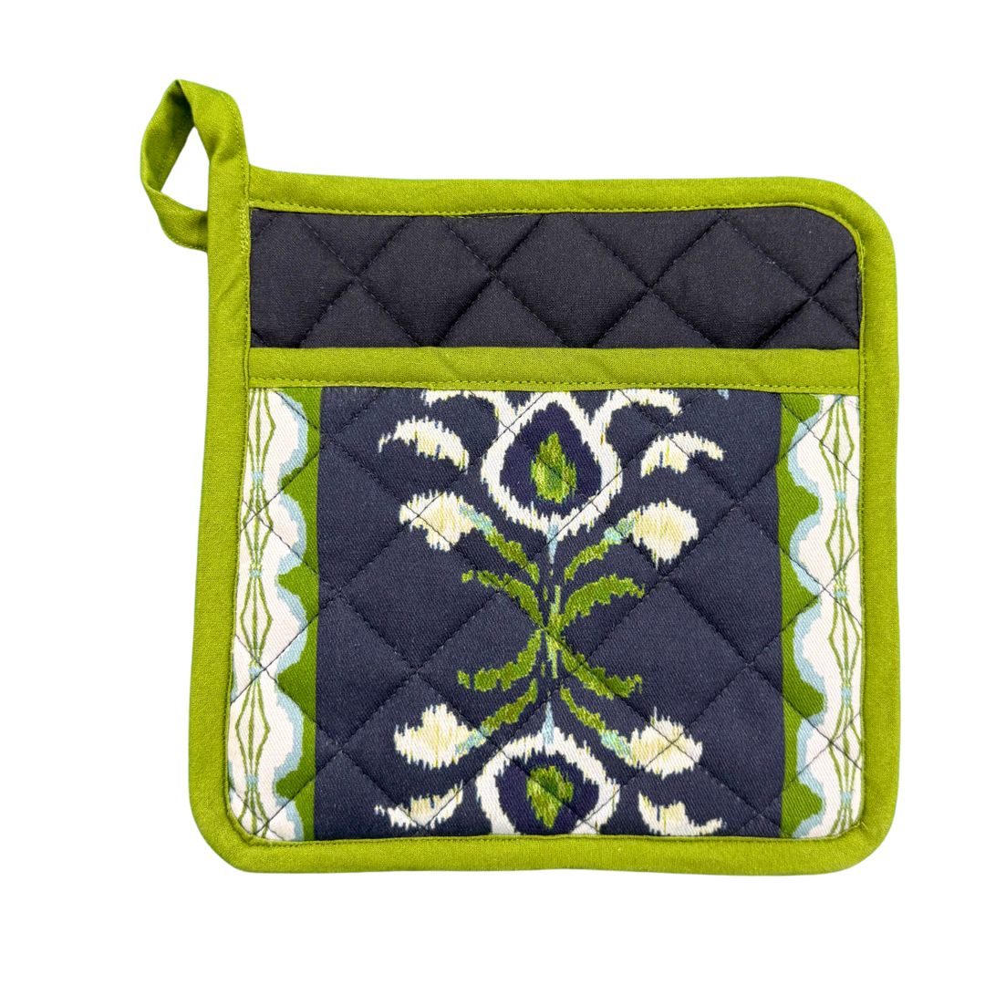 Rosemary Stripe Indigo Oven Mitt and Pot Holder Set - Image 4