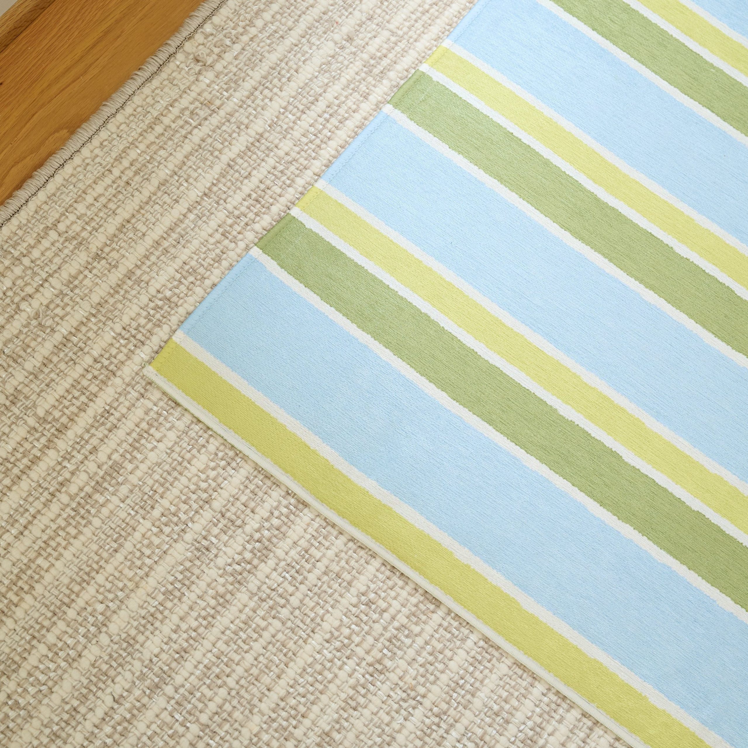 Striped Blue/Green Floor Mat - Image 2