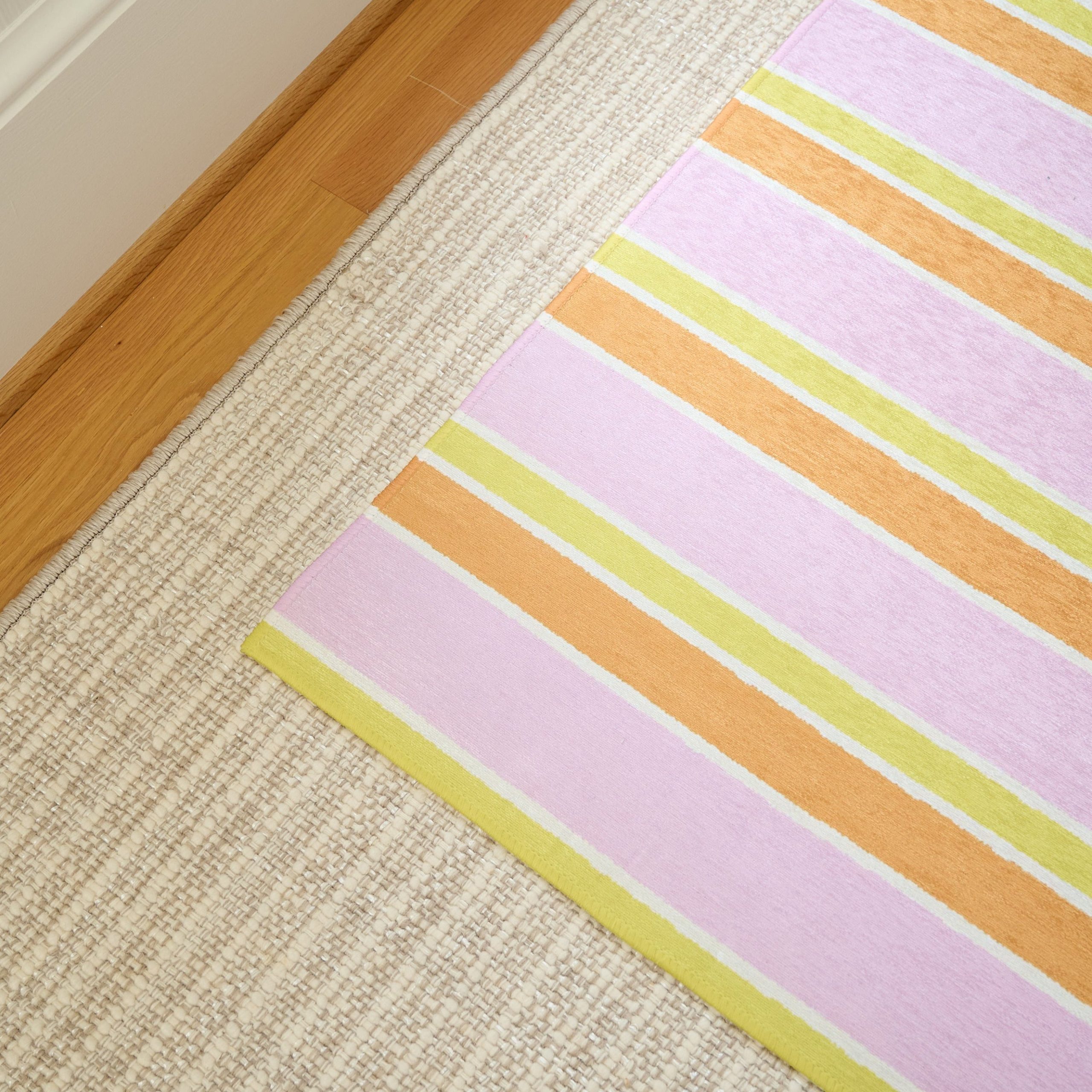 Striped Pink/Orange Floor Mat - Image 2