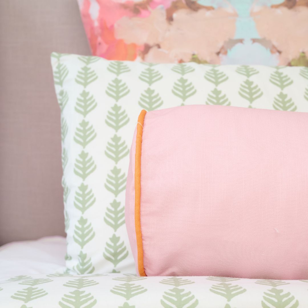 Pink/Orange Two-Toned Round Bolster Pillow - Image 5