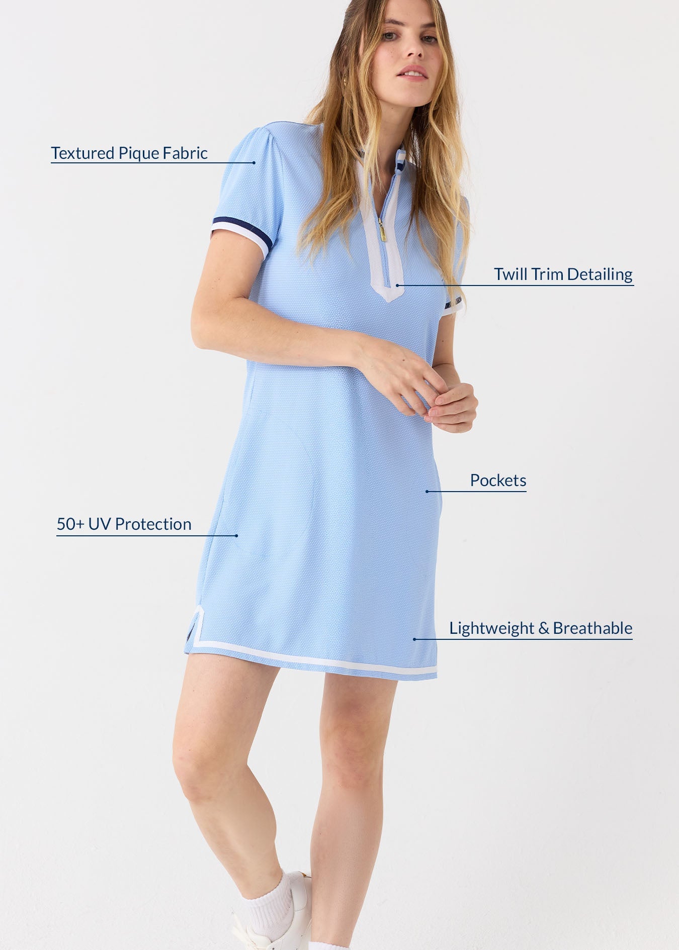 Light Blue Short Sleeve Sport Dress - Image 3