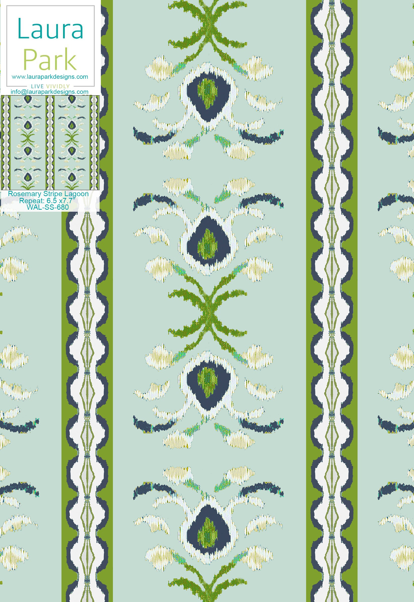 Rosemary Stripe Lagoon Wallpaper