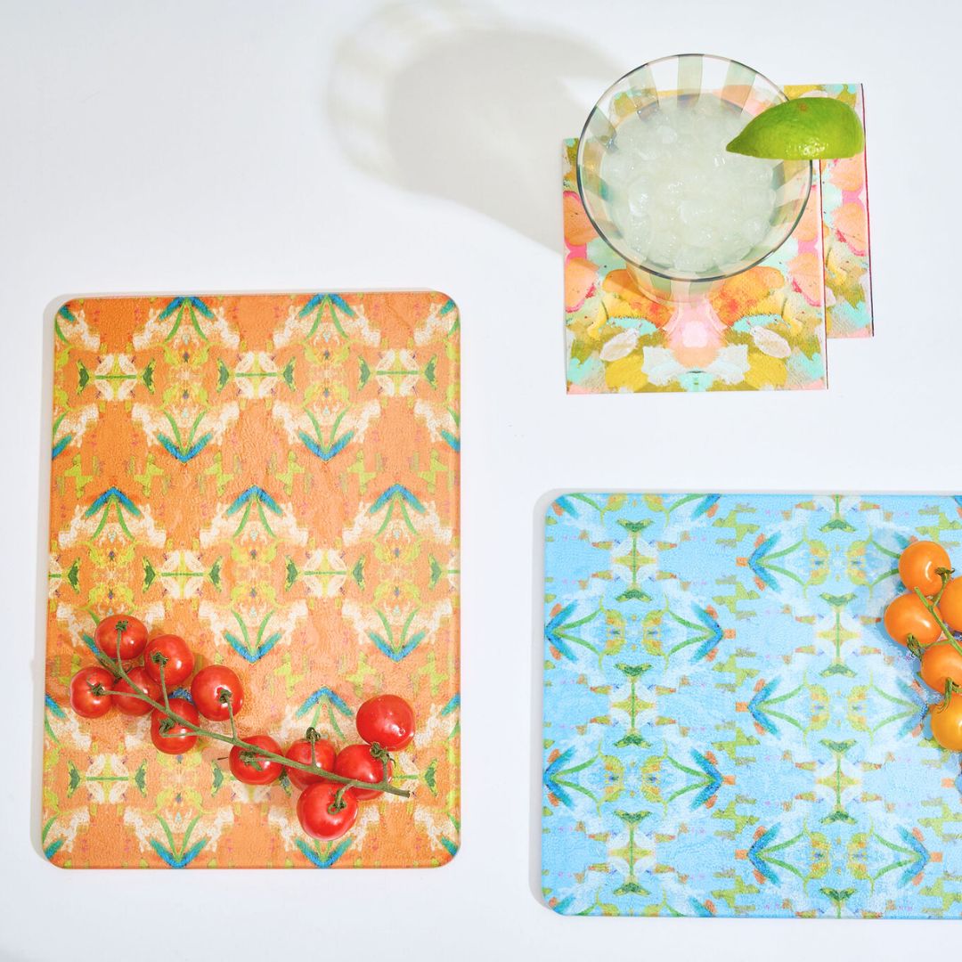 English Garden Orange Glass Cutting Board - Image 2
