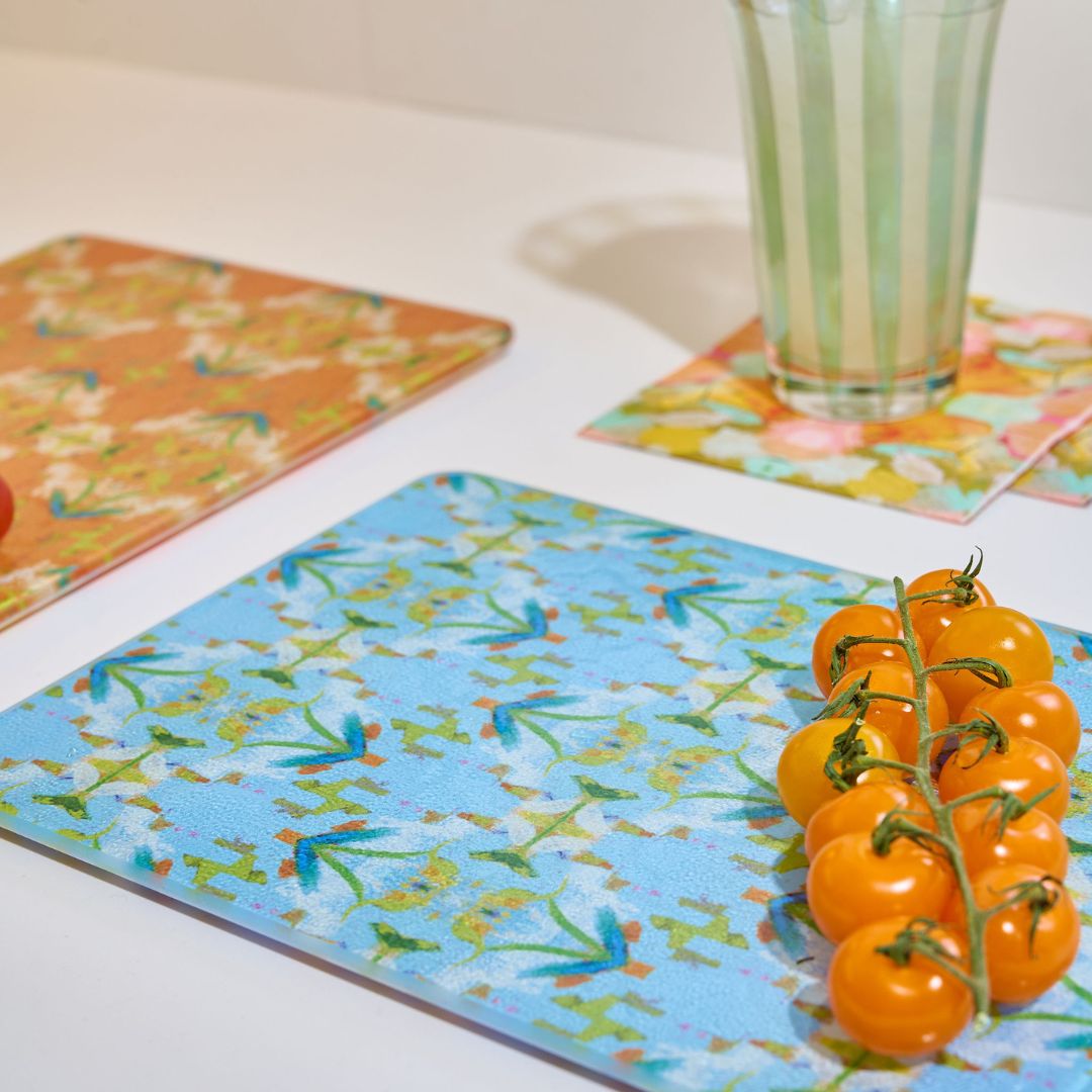 English Garden Orange Glass Cutting Board - Image 3