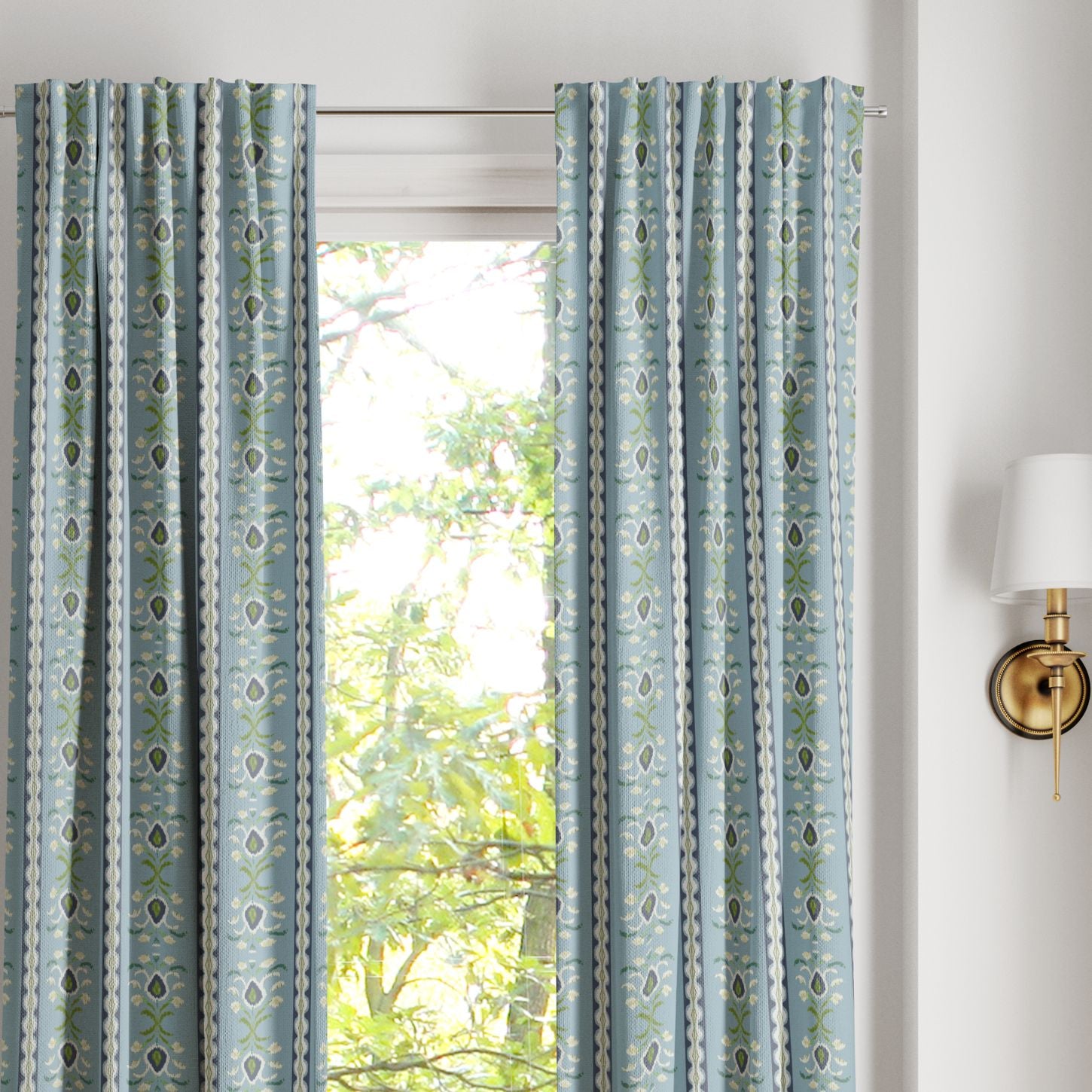 Rosemary Stripe French Blue Curtain Panel - Image 2