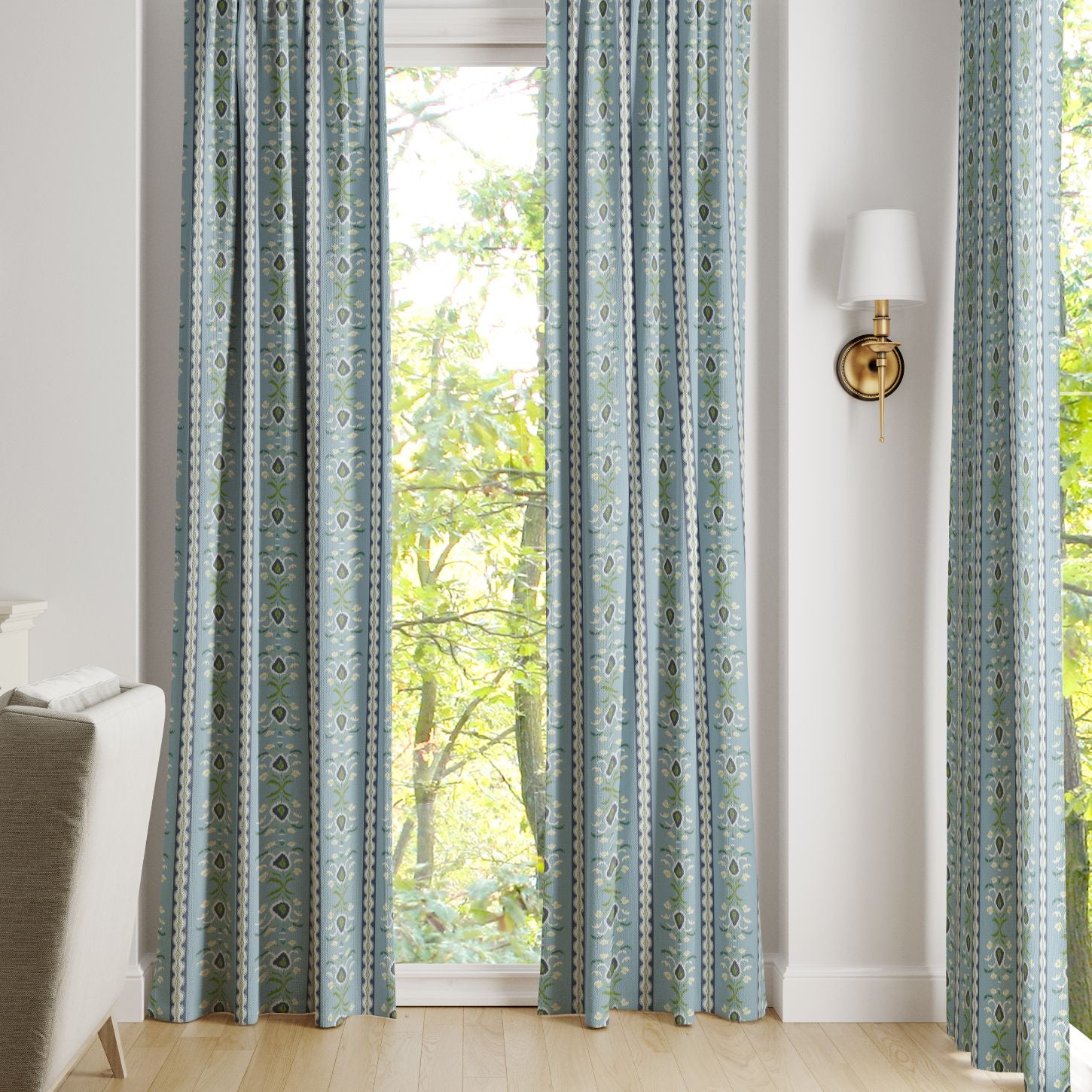 Rosemary Stripe French Blue Curtain Panel - Image 3
