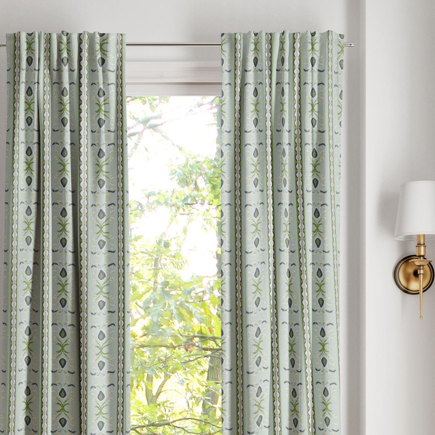 Rosemary Stripe Lagoon Curtain Panel - Image 2