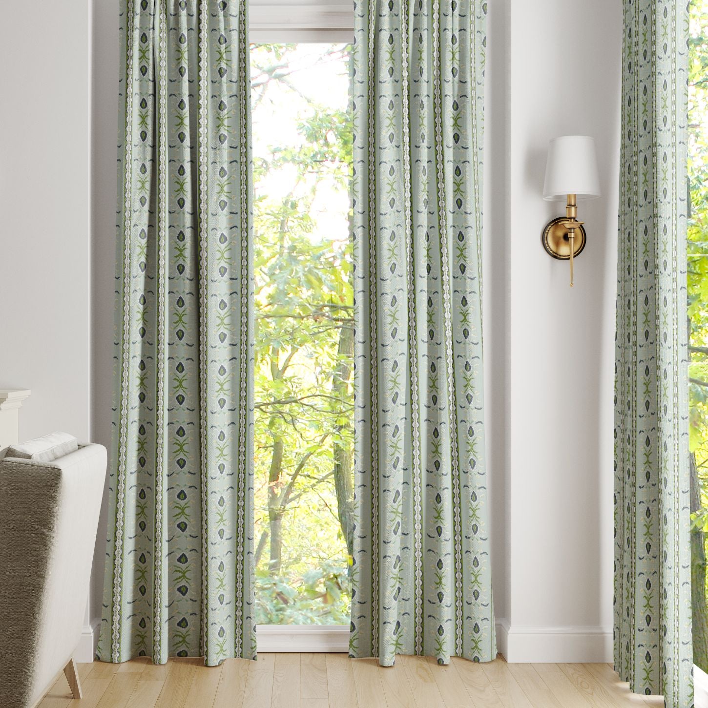 Rosemary Stripe Lagoon Curtain Panel - Image 3