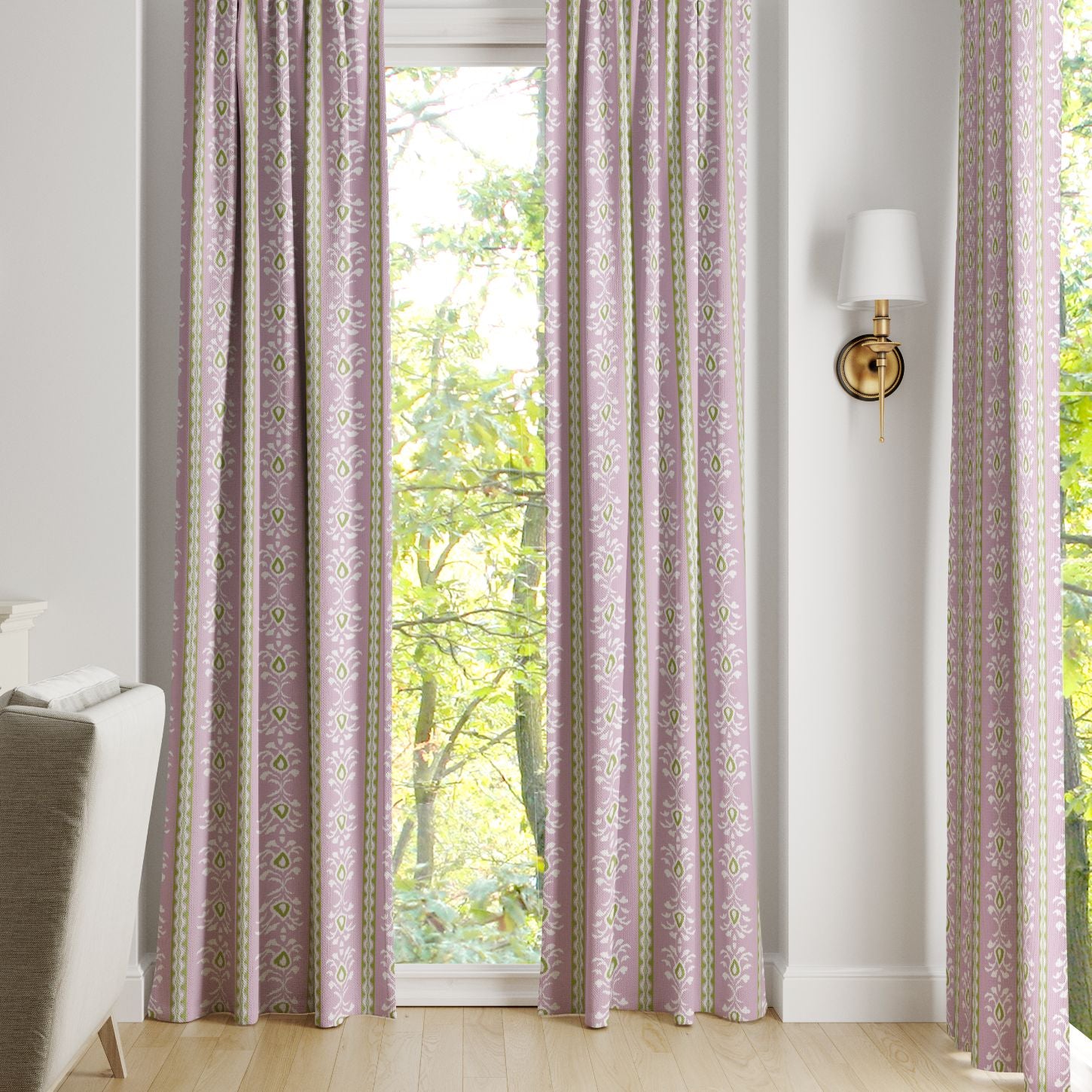 Rosemary Stripe Pink Curtain Panel - Image 3