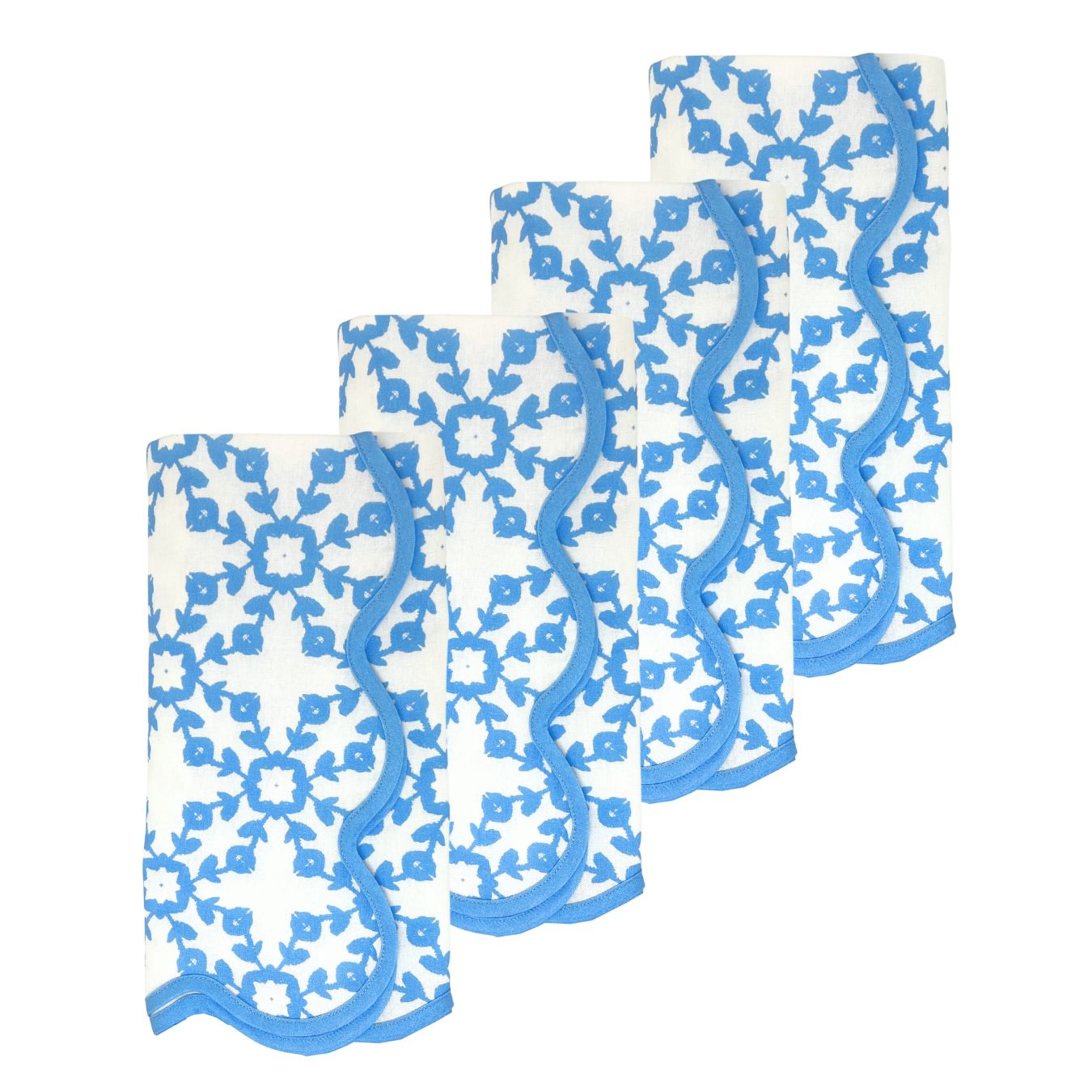 Highlands Blue Scalloped Dinner Napkins - Image 2