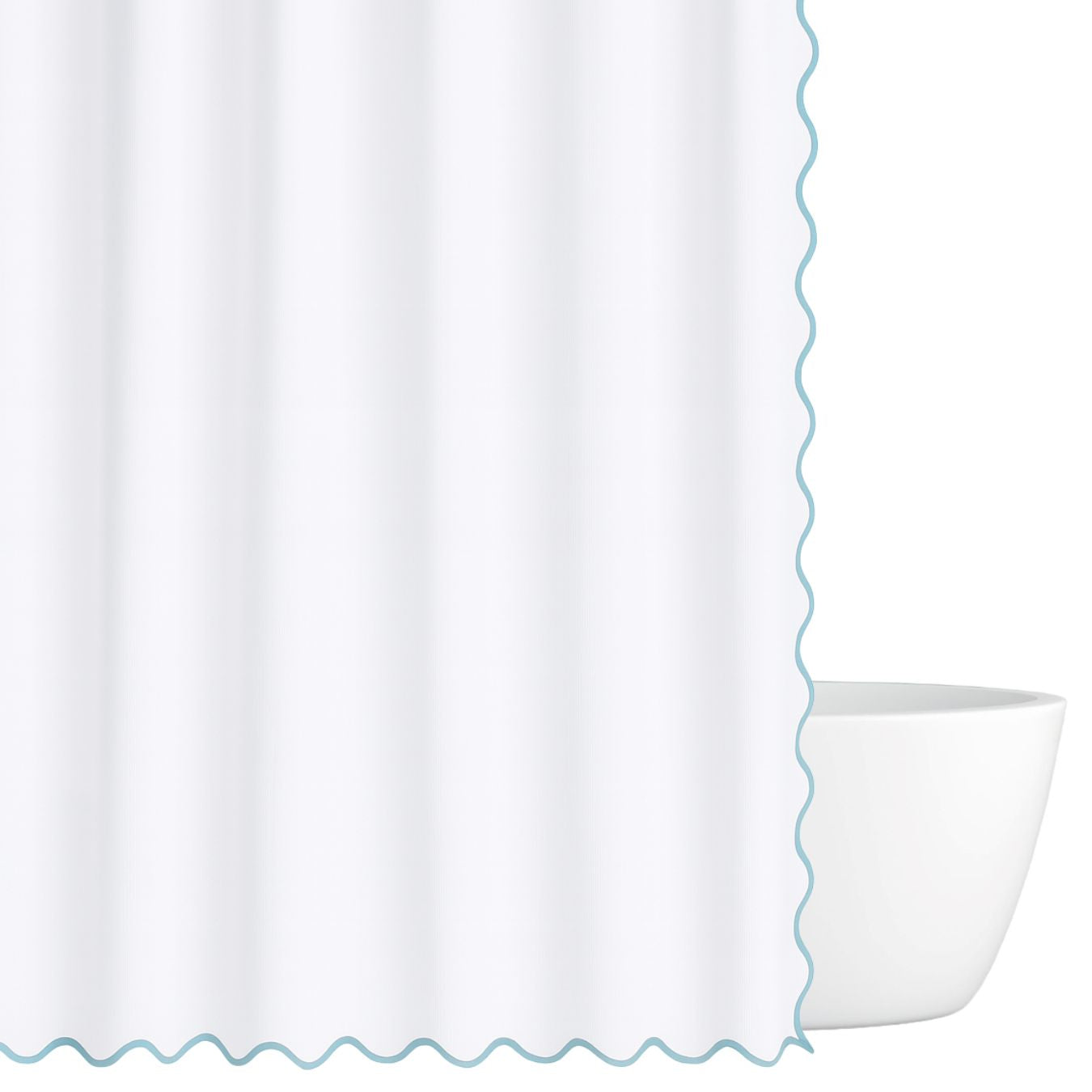 Scalloped Shower Curtain, Blue / White