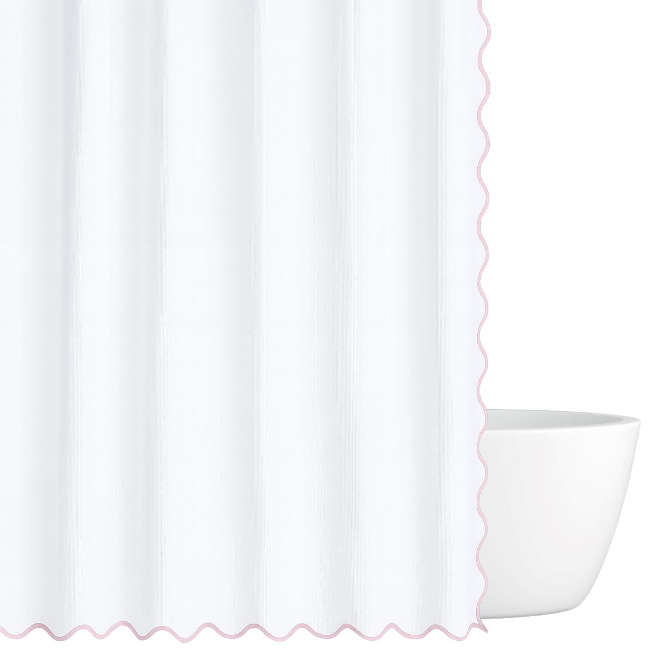 Scalloped Shower Curtain, Pink / White