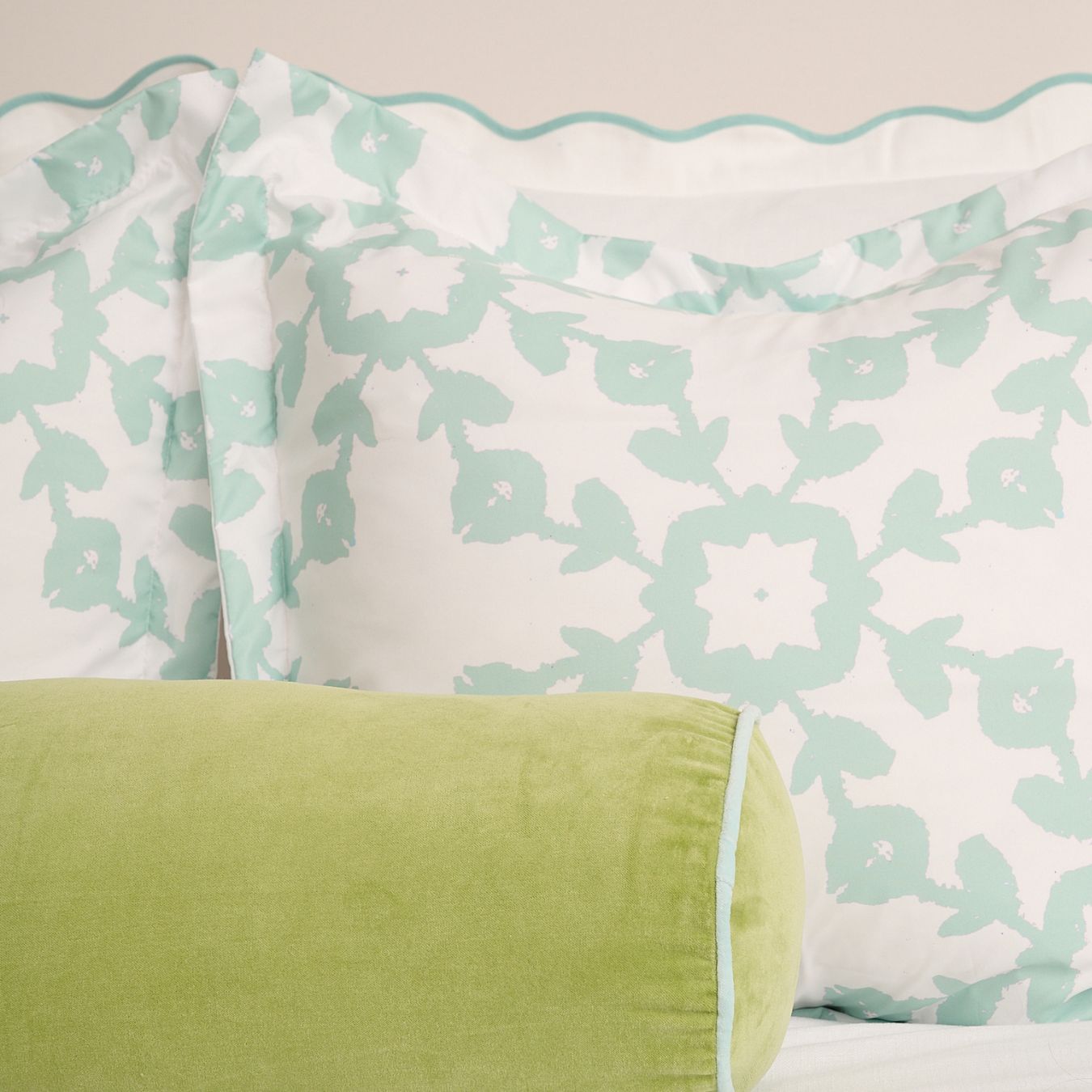 Green Velvet Bolster Pillow - Image 2